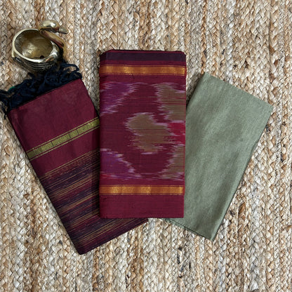 Ikat Cotton Silk Dress Material
