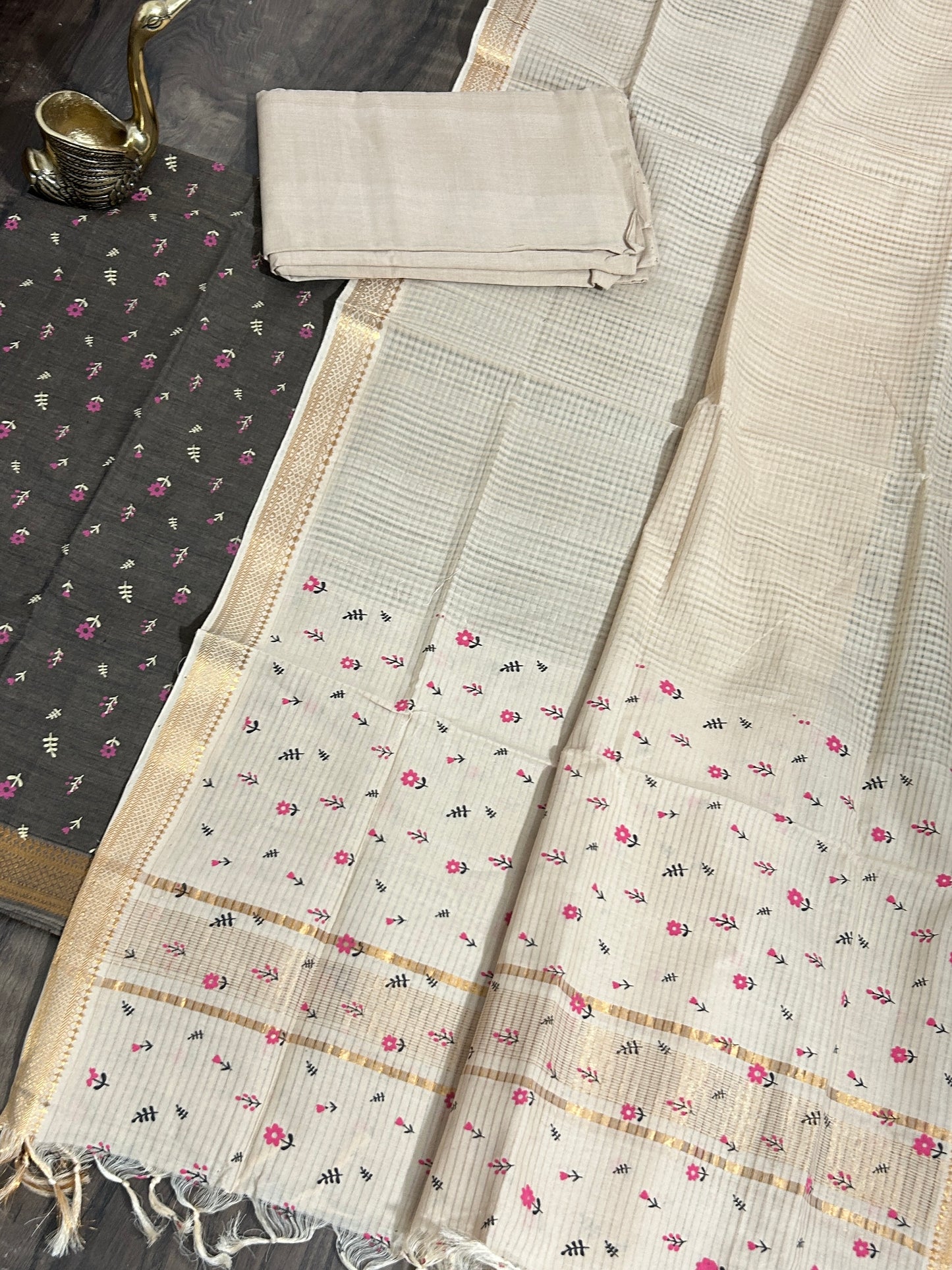 Mangalagiri Cotton Dress Material with zari border