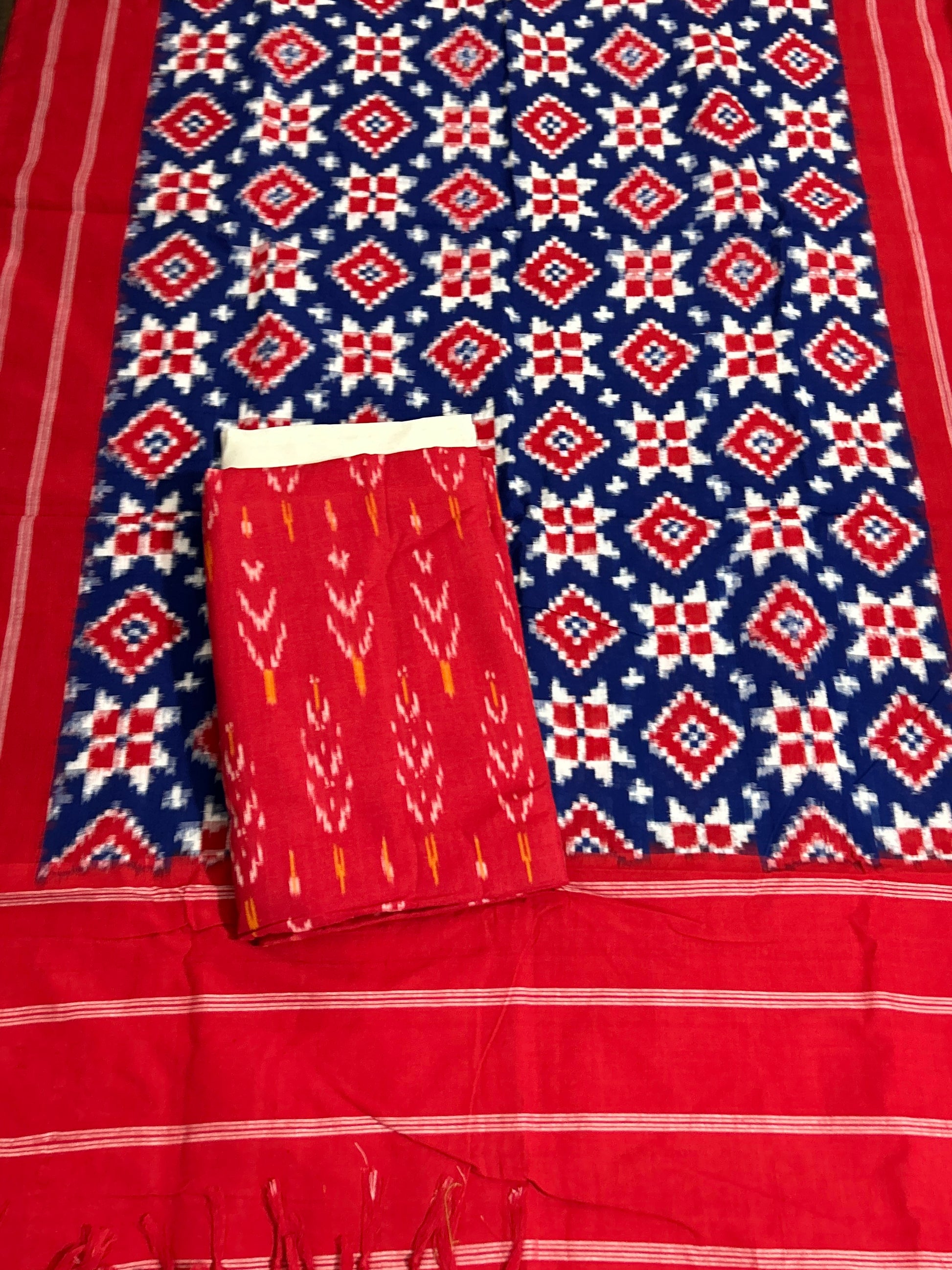 Telia Rumal Double Ikat Cotton Dress Material