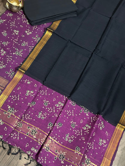 Mangalagiri Cotton Dress Material with zari border
