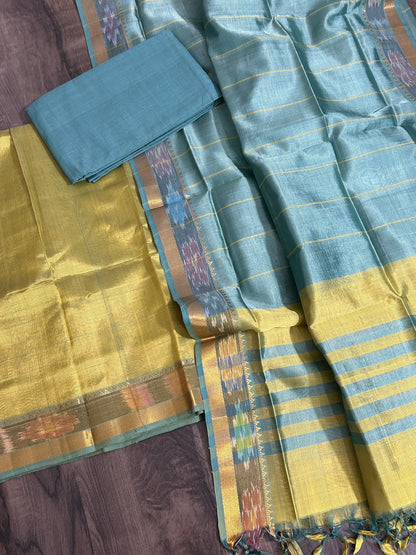 Mangalagiri Silk Dress Material with ikath Border
