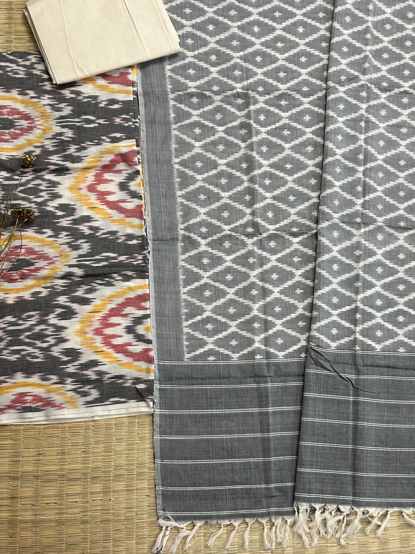 Double Ikat Cotton Dress Material with Uzbek top