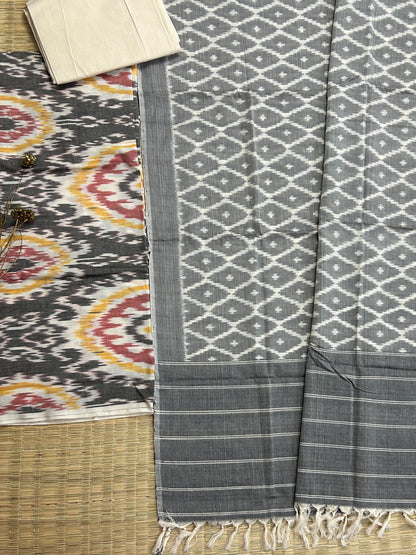 Double Ikat Cotton Dress Material with Uzbek top