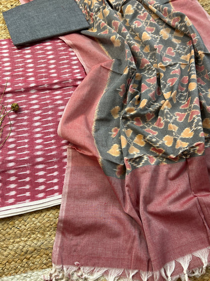 Double Ikat Mercerized Cotton Dress Material