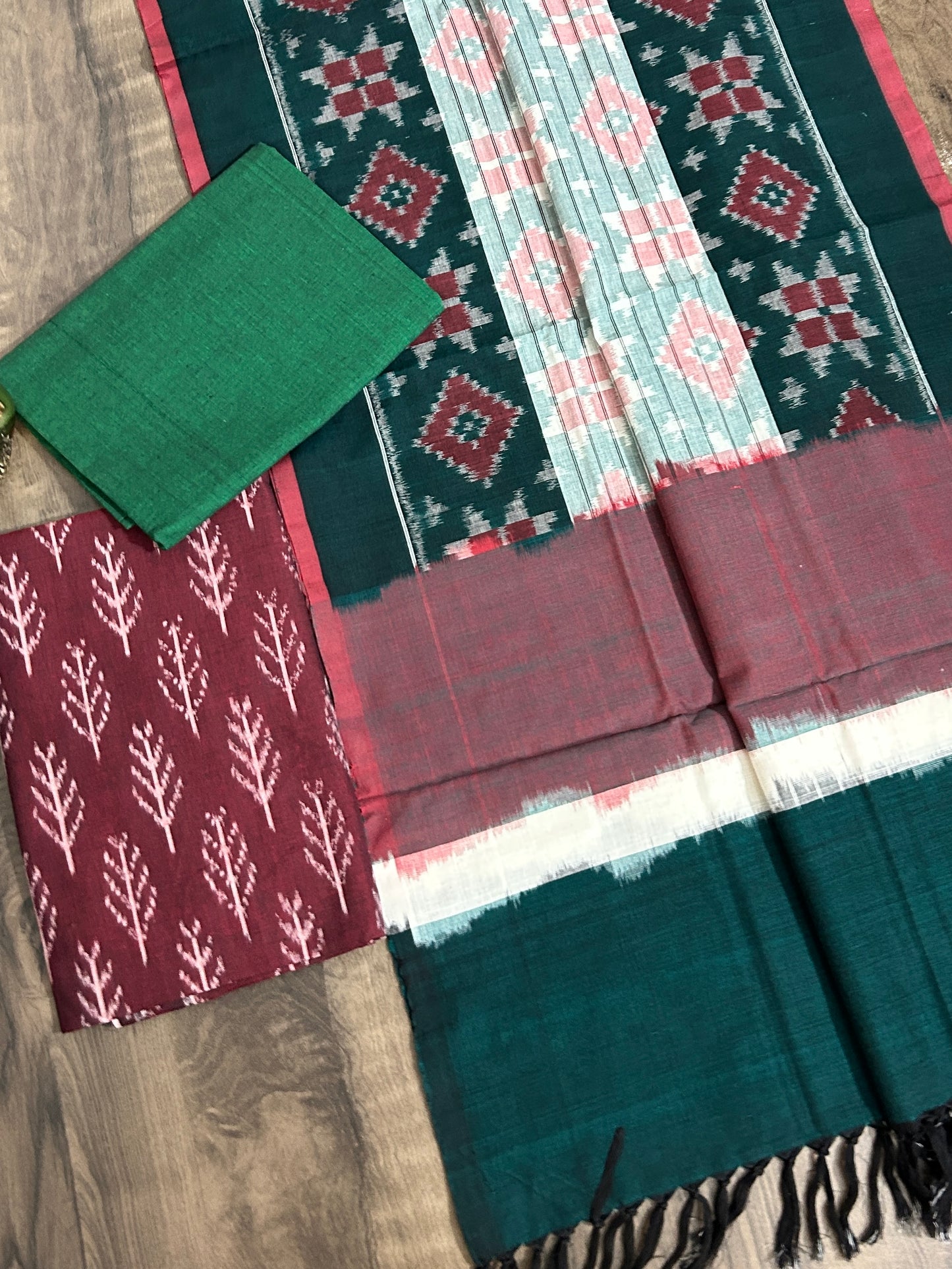 Telia Rumal Double Ikat Cotton Dress Material