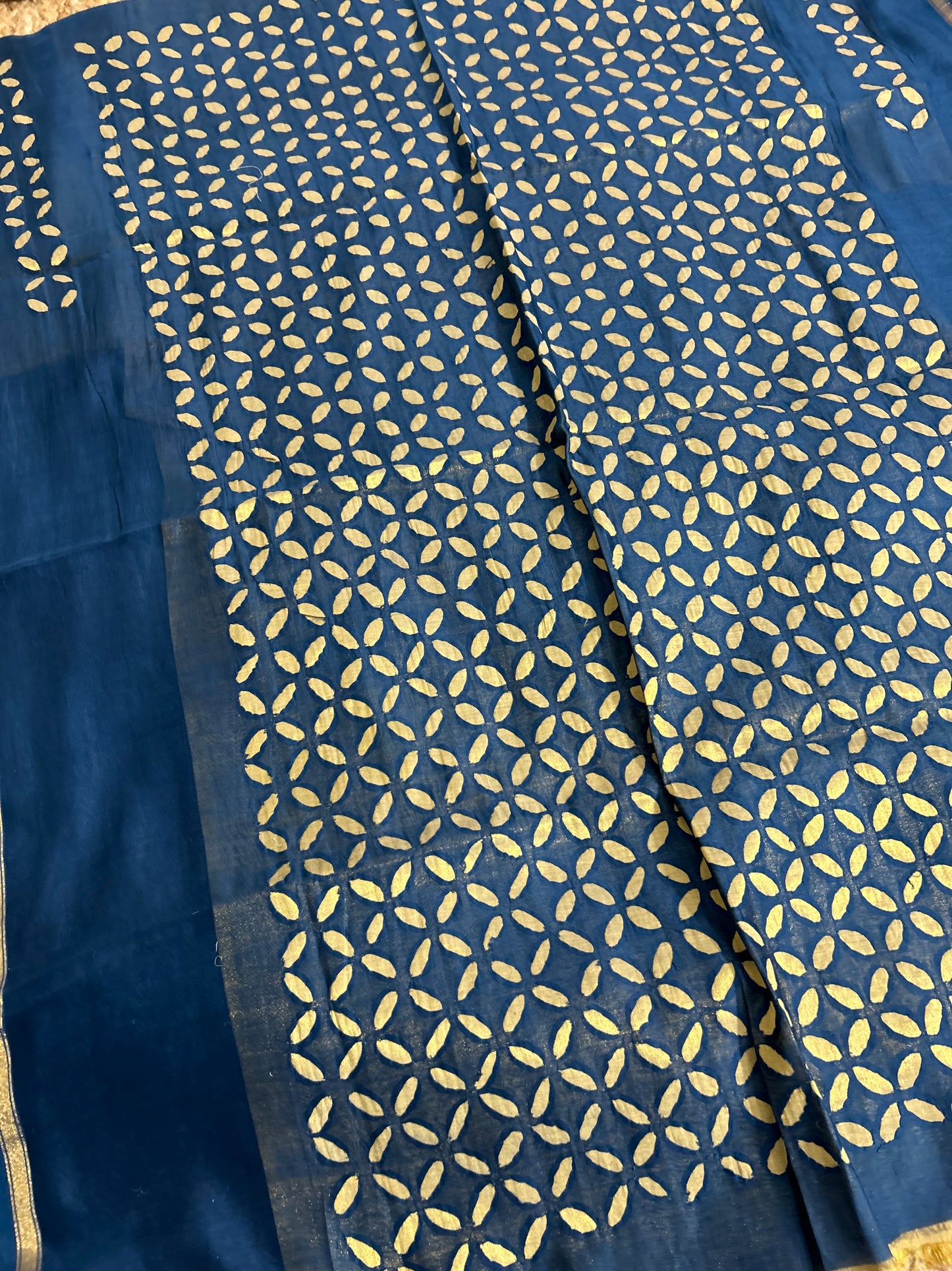 Appliqué Work Chanderi Silk Kurti Fabric