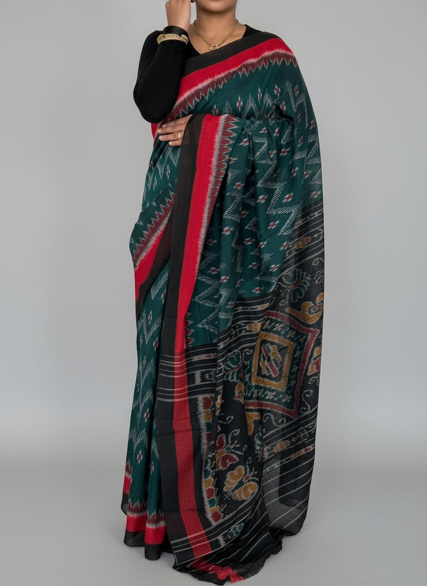 Sambalpuri Ikat Mercerised Cotton Saree