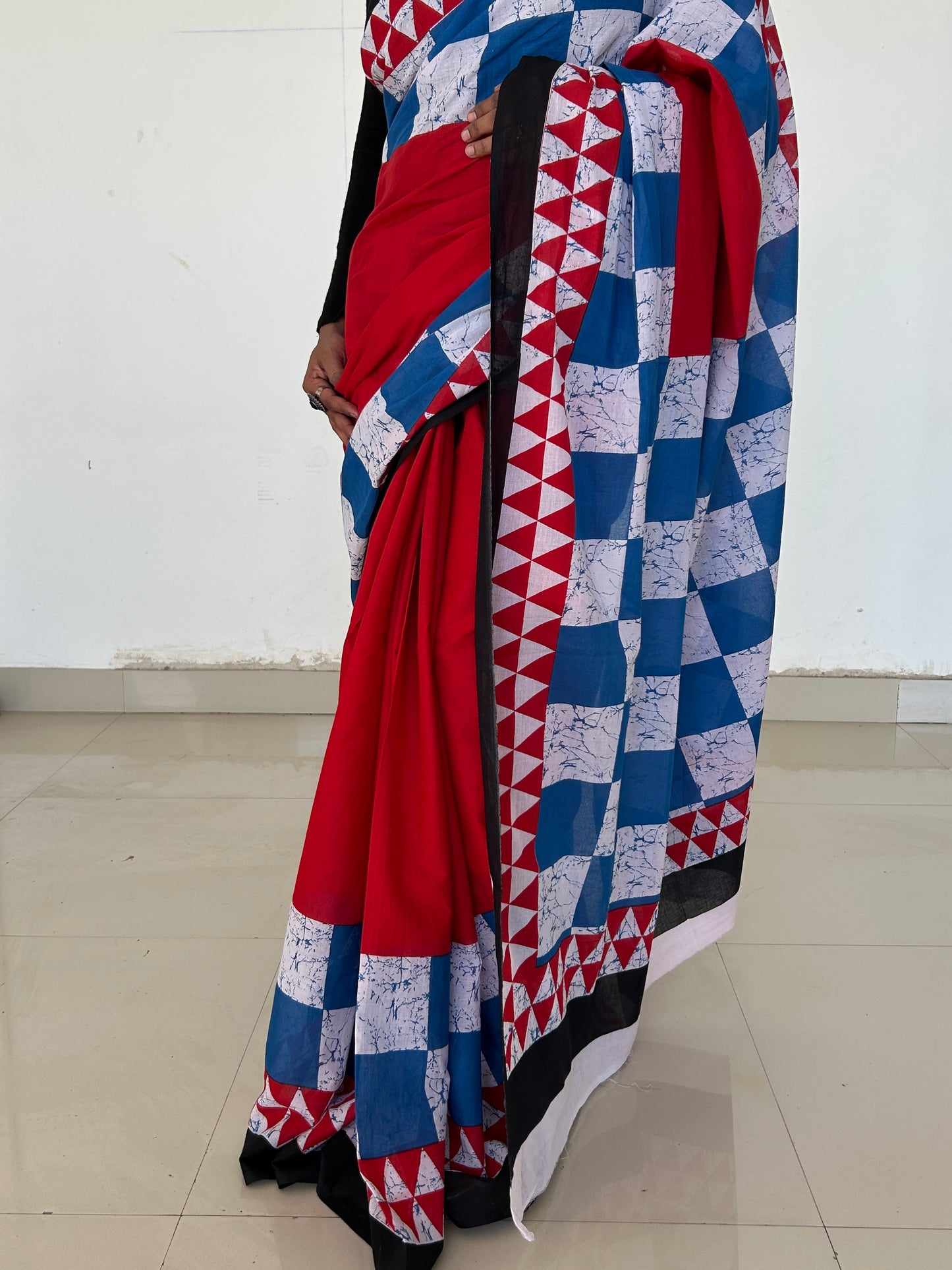 Hand BlockPrint Cotton Saree with Blouse