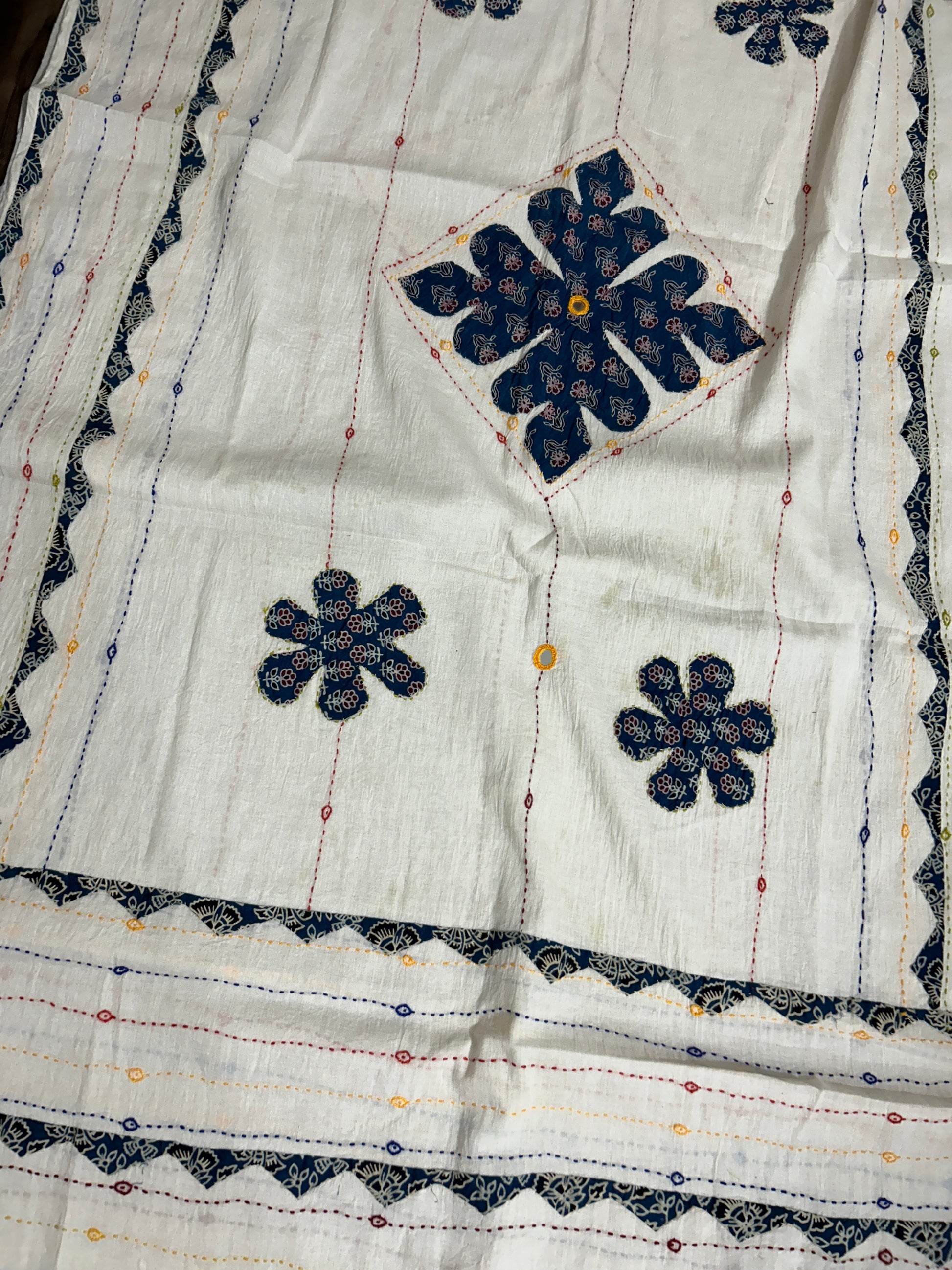 Appliqué Work and Mirror Work Cotton Dupatta