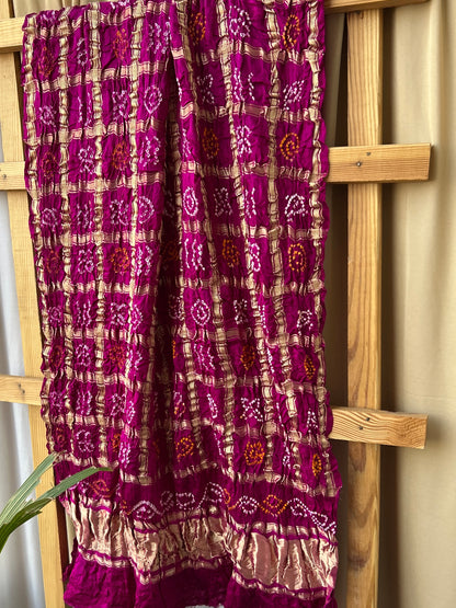Bandhej Garchola Pure Gajji Silk Dupatta