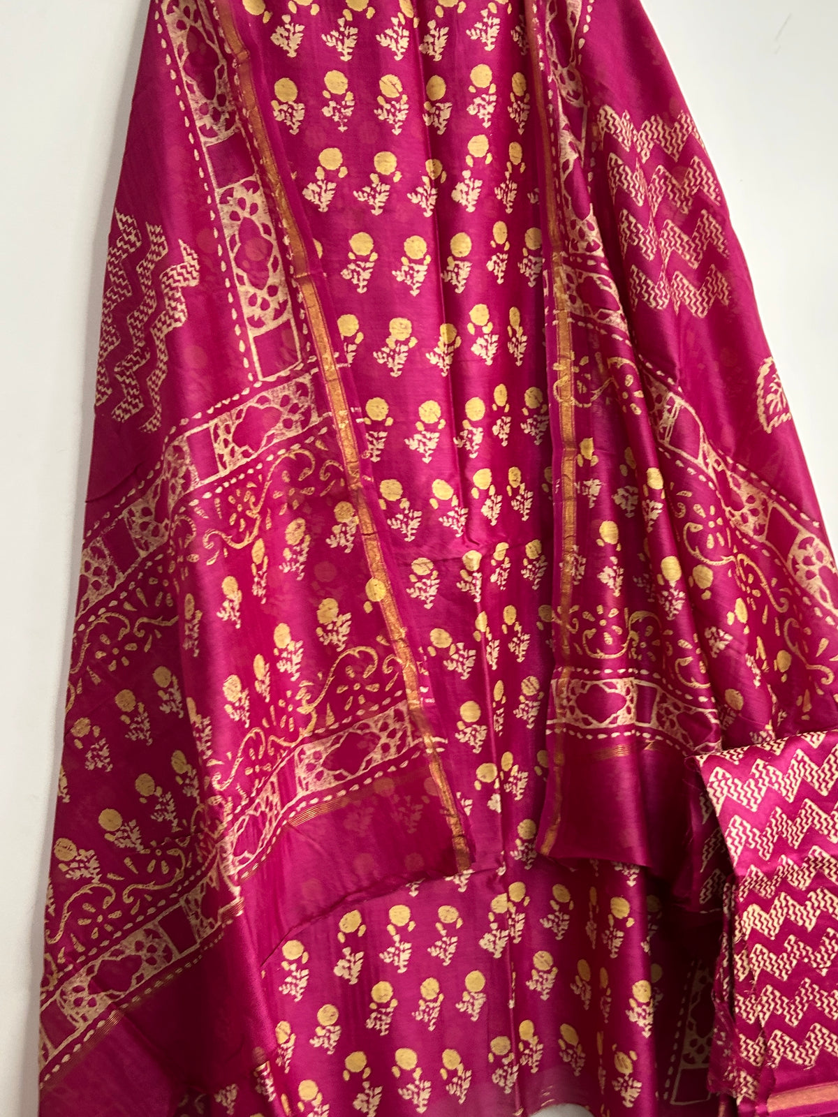 Chanderi 4 ply Silk Hand Blockprint Dress Material