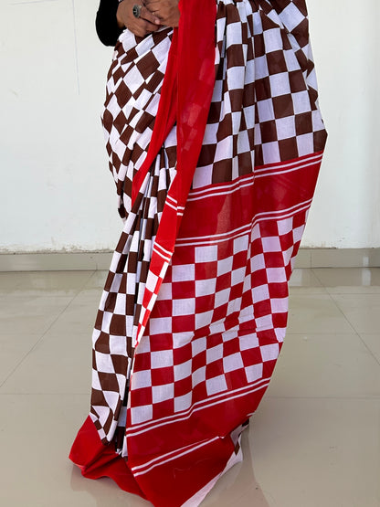 Hand Block Print Cotton Saree with Blouse