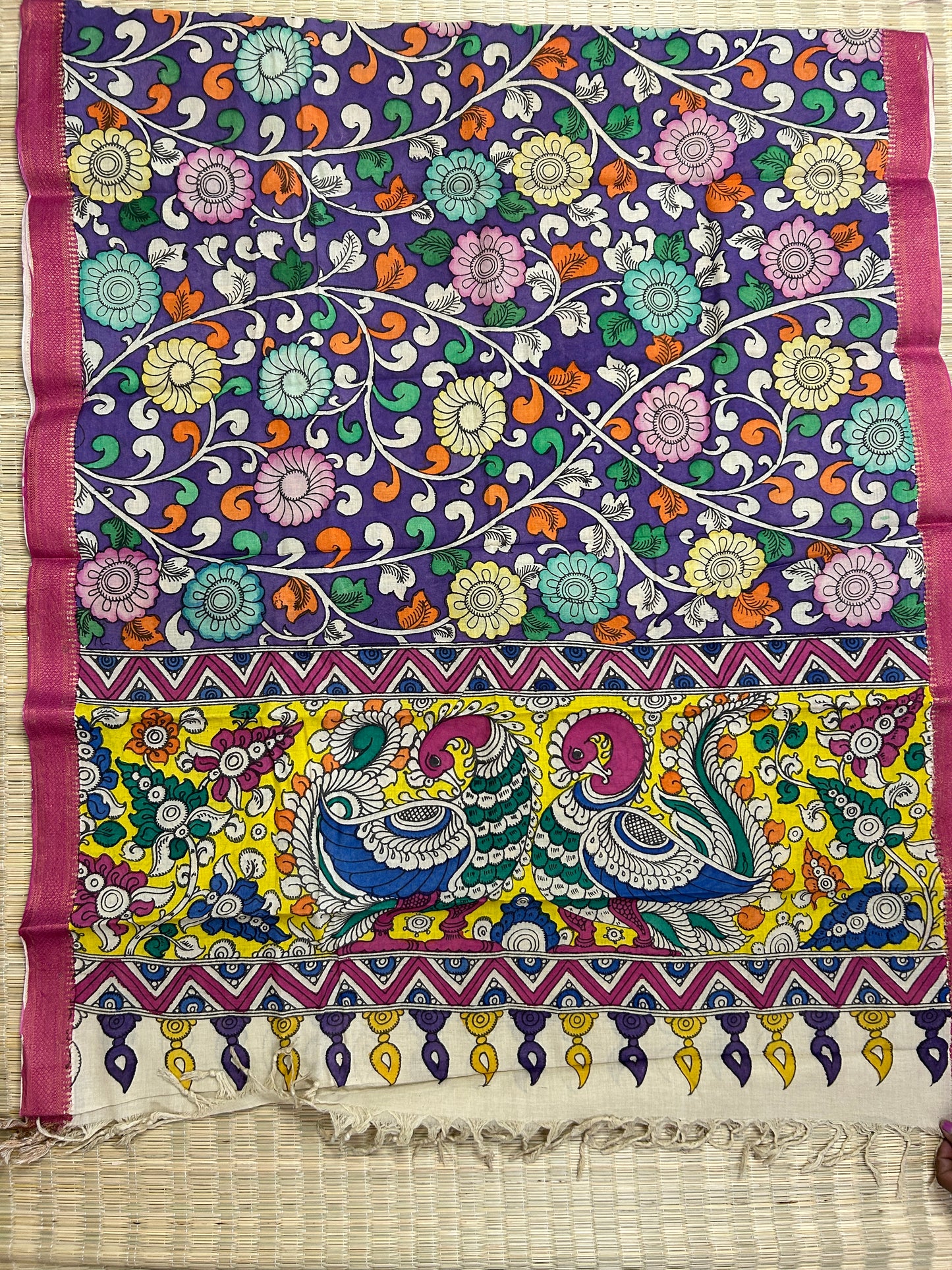 Kalamkari Hand Painted Silk Dupatta