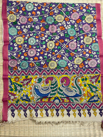 Kalamkari Hand Painted Silk Dupatta