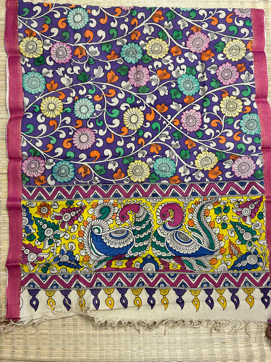 Kalamkari Hand Painted Silk Dupatta