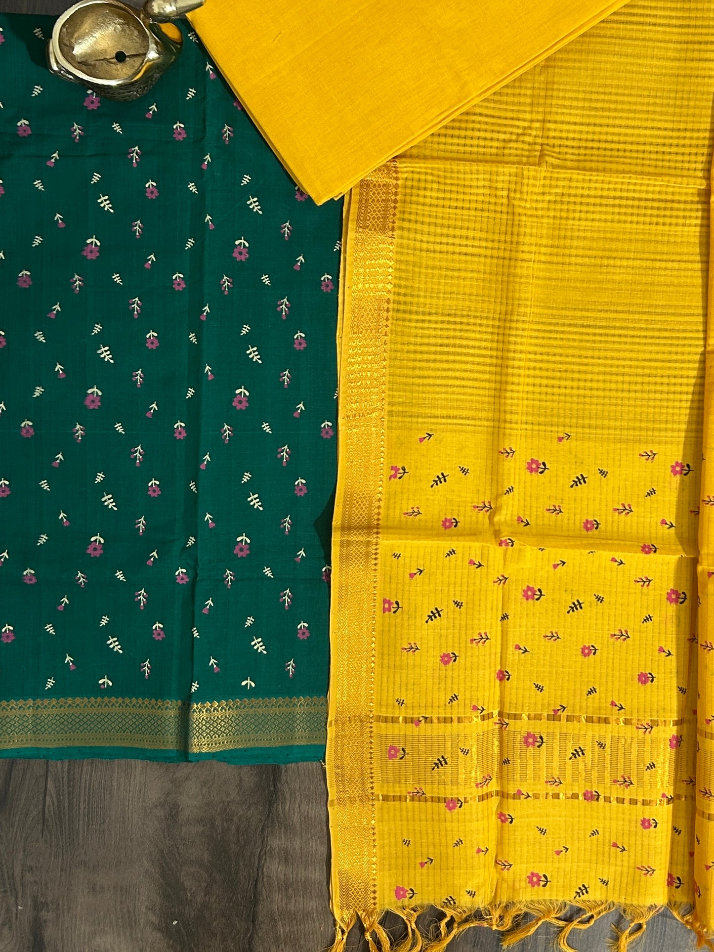 Mangalagiri Cotton Dress Material with zari border
