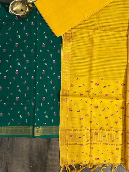 Mangalagiri Cotton Dress Material with zari border
