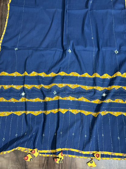 Appliqué and Mirror Work Cotton Dupatta