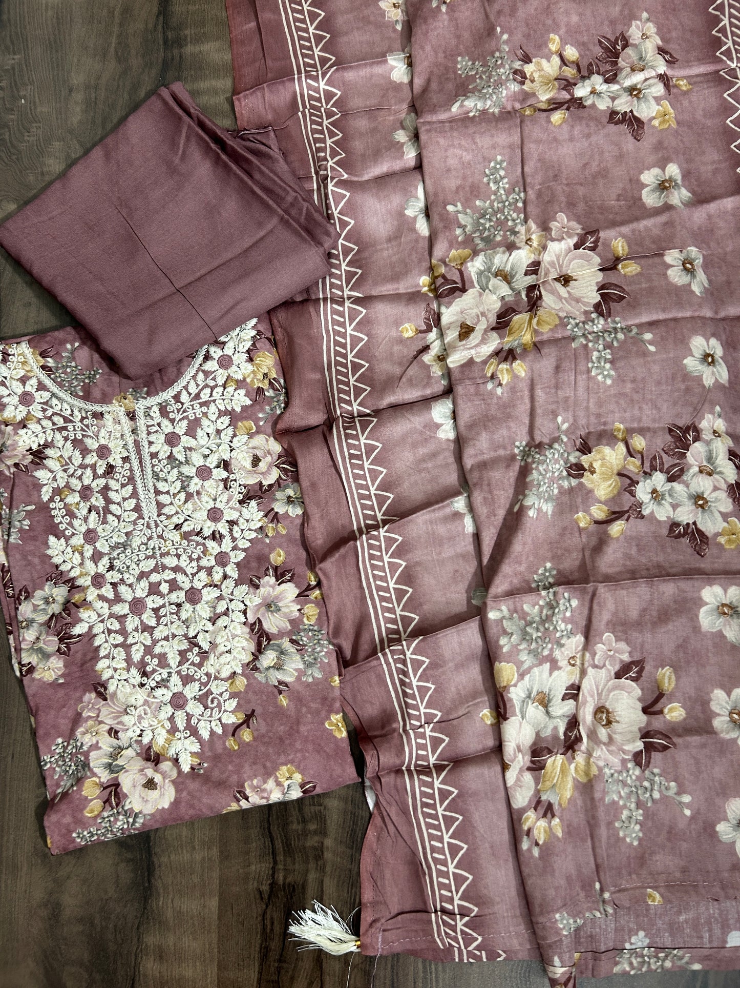 Embroidered Rayon Cotton Dress Material