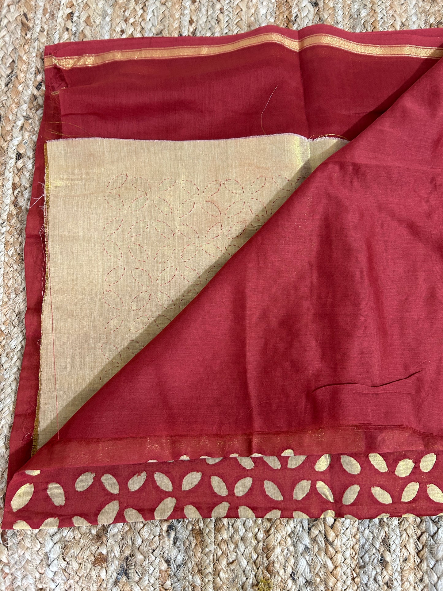 Appliqué Work Chanderi Silk Kurti Fabric