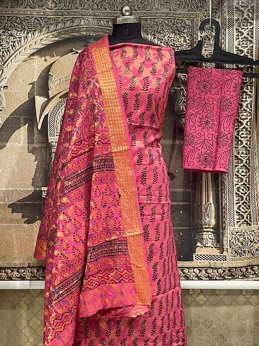 Bagh Print Cotton Dress Material