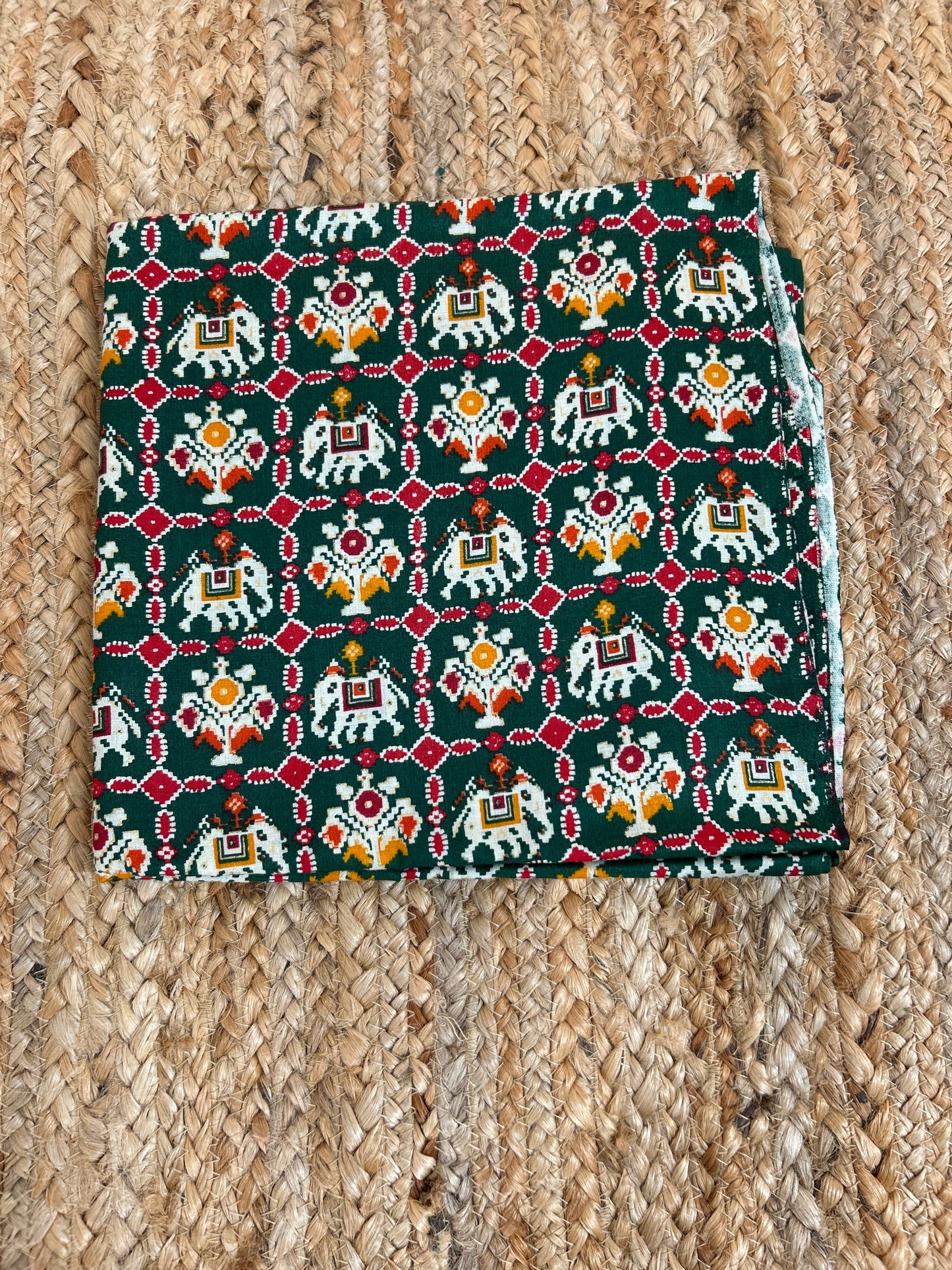 Green Patola Print Top Material