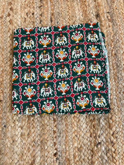 Green Patola Print Top Material