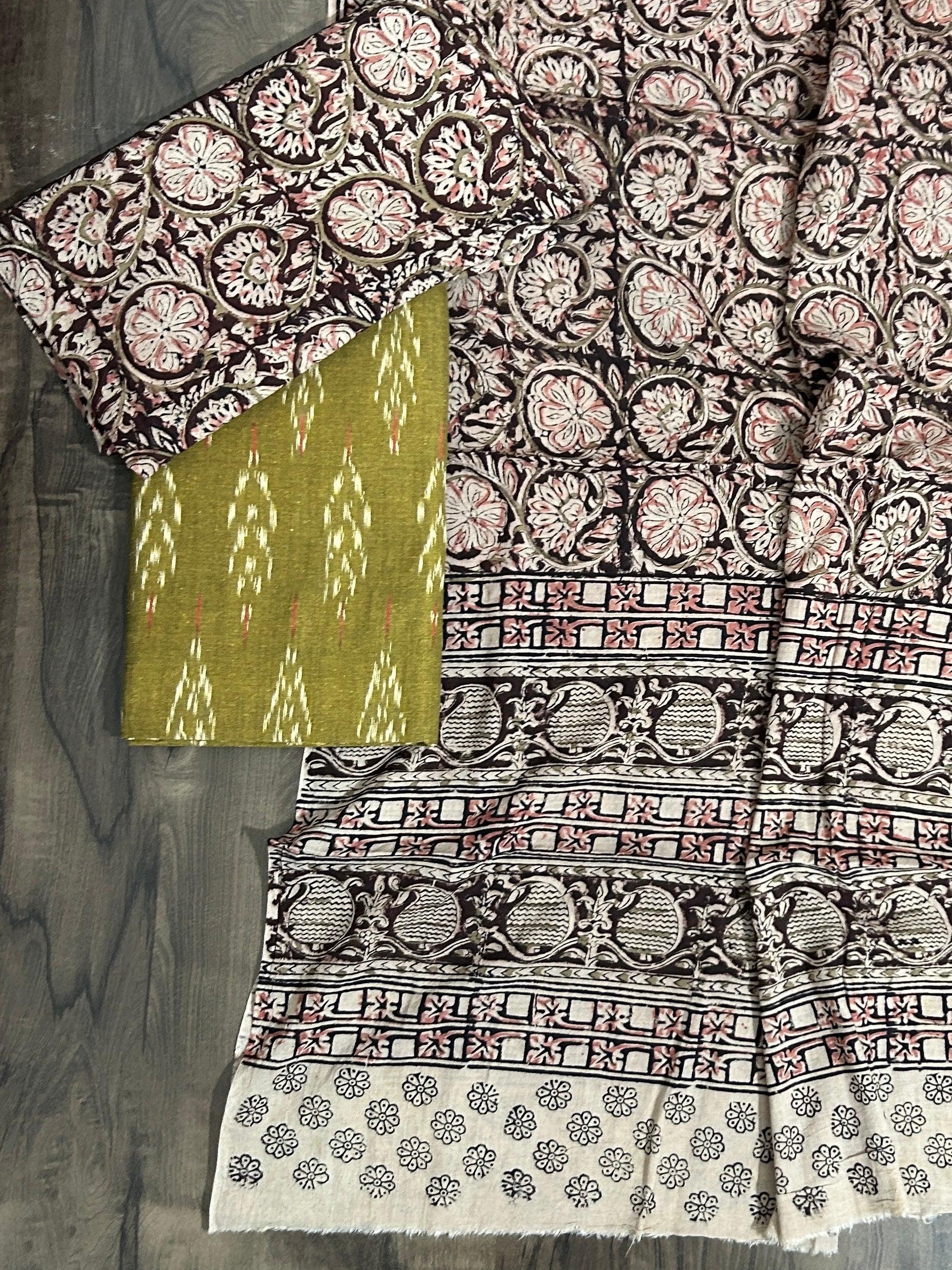 Ikat Kalamkari Cotton Dress Material