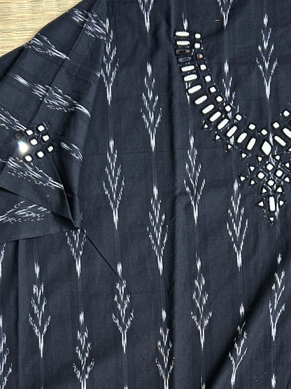 Mirror Work Ikat Cotton Unstitched Kurti