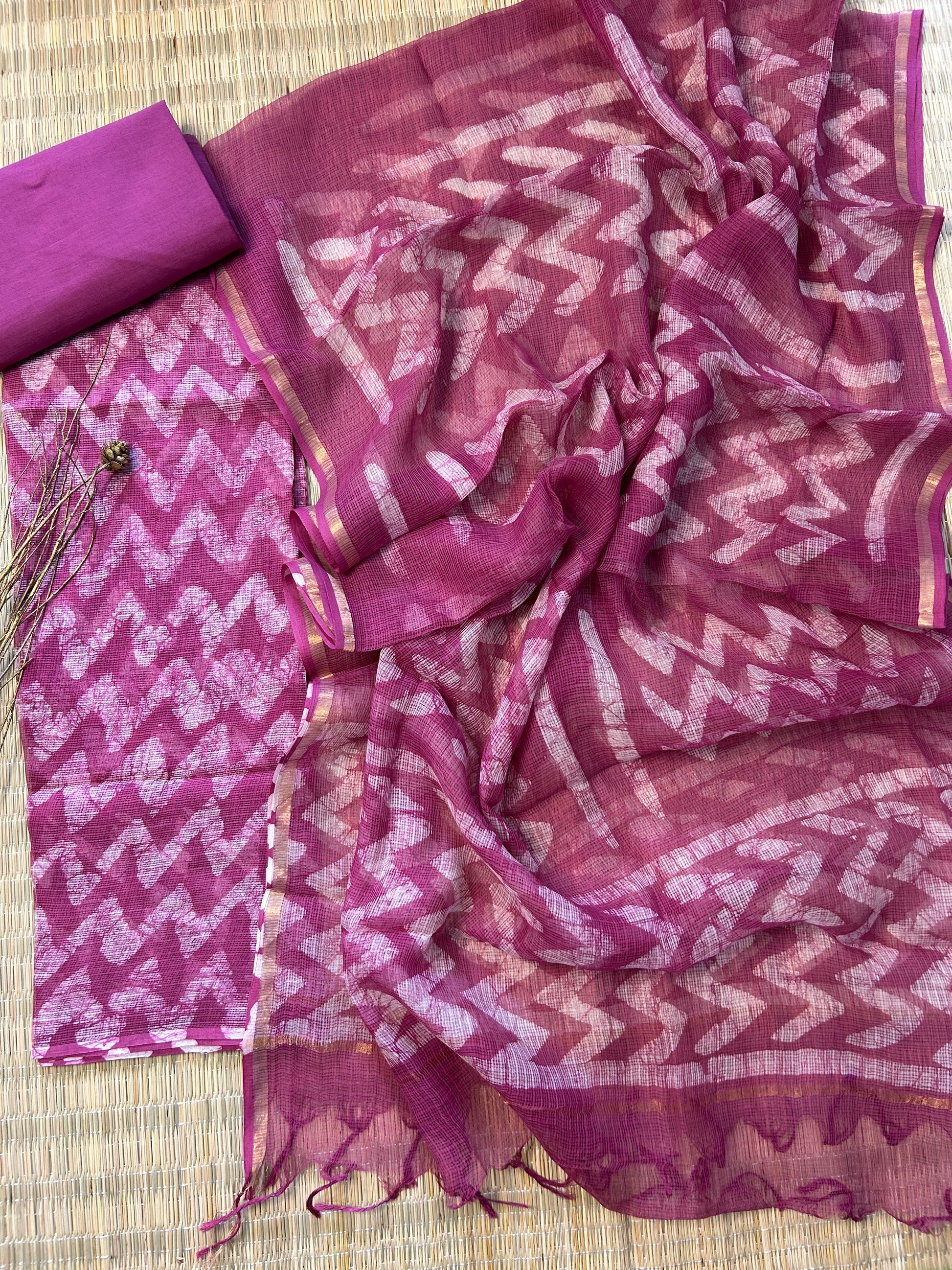 Ajrakh Print Hand BlockPrint Kota Doriya Dress Material