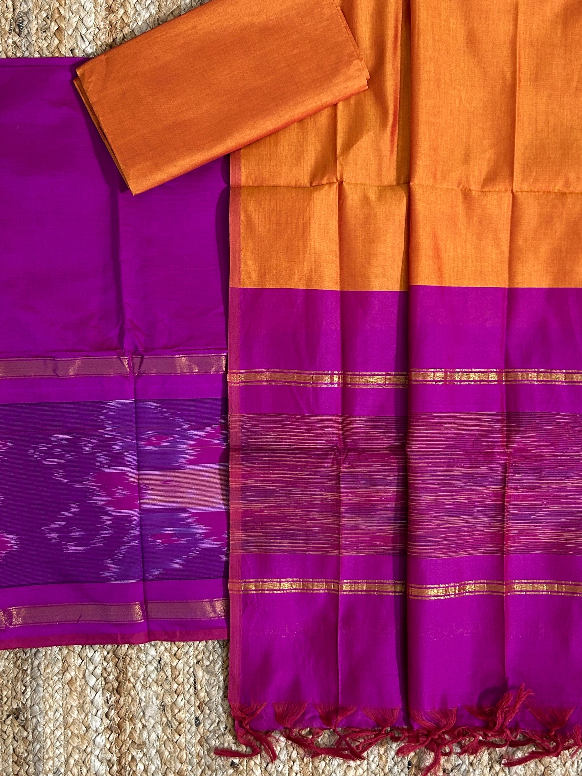 Ikat Cotton Silk Dress Material