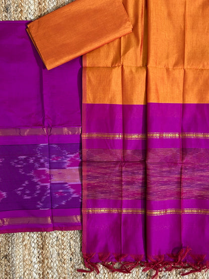 Ikat Cotton Silk Dress Material