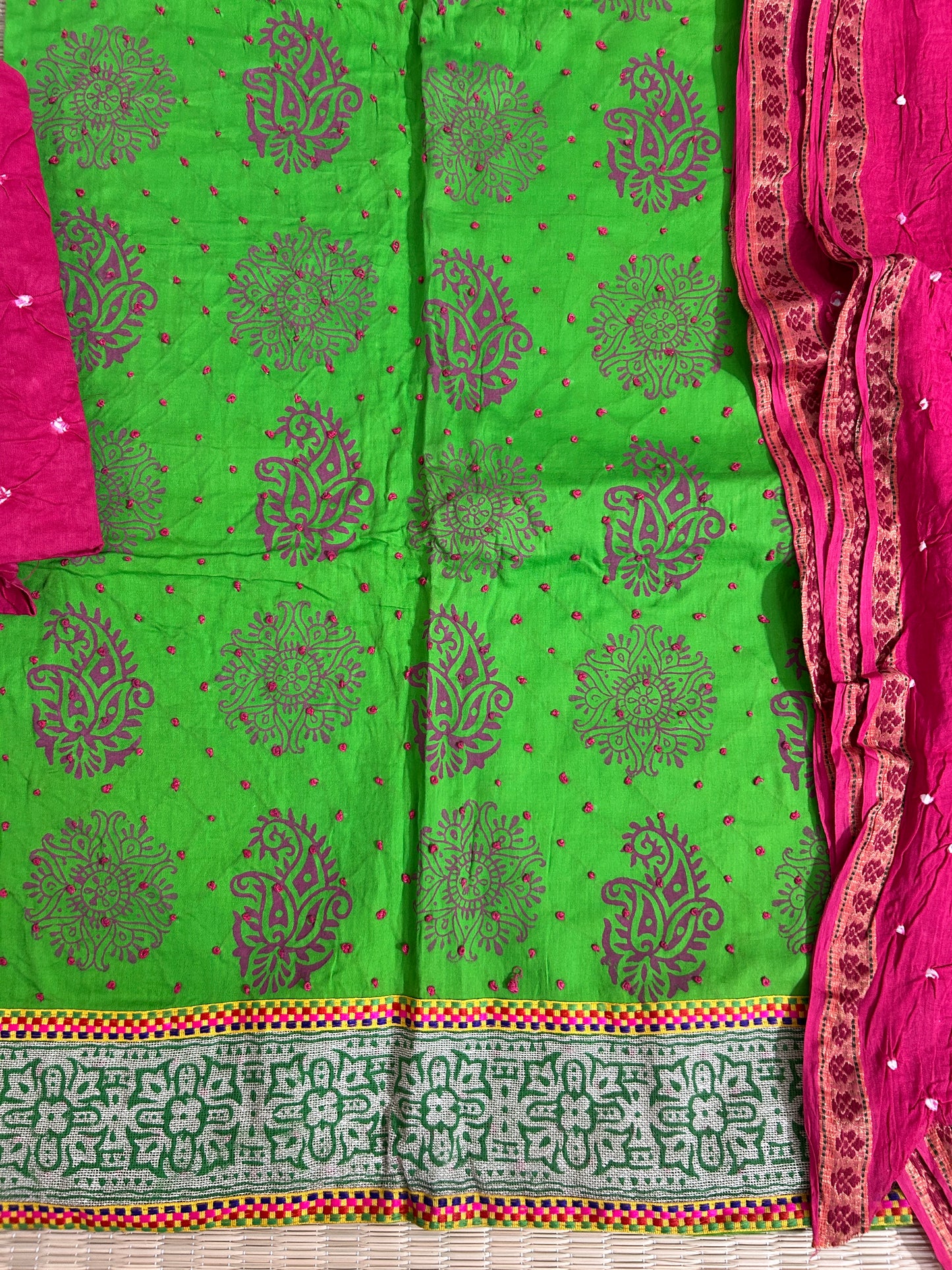 Cotton Bandhani Dress Material