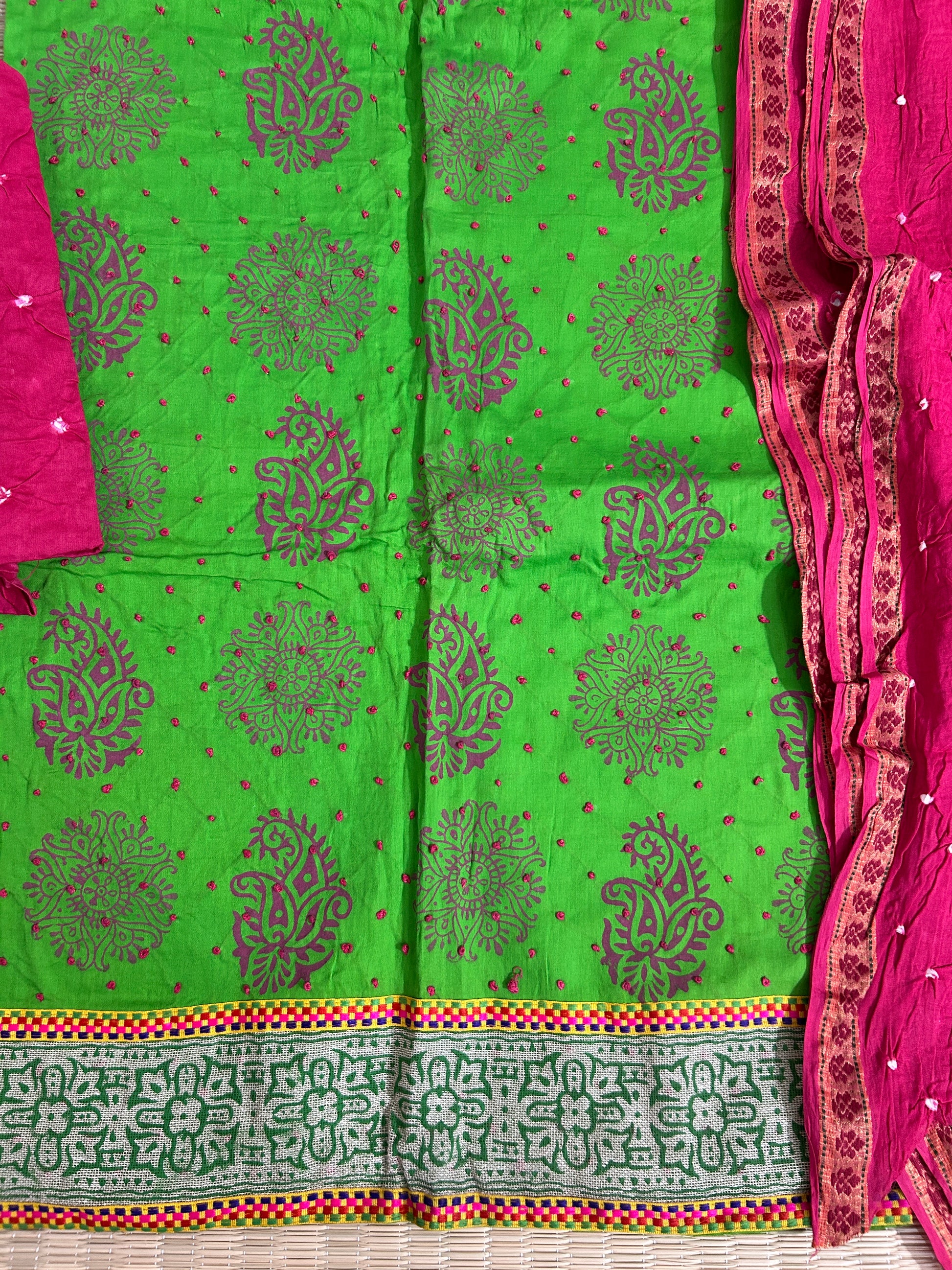 Cotton Bandhani Dress Material