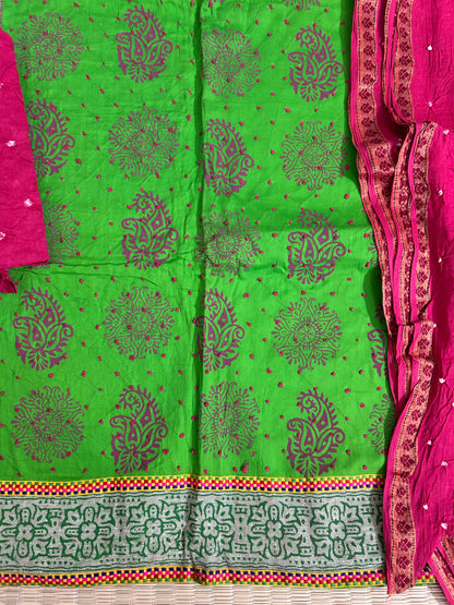Cotton Bandhani Dress Material