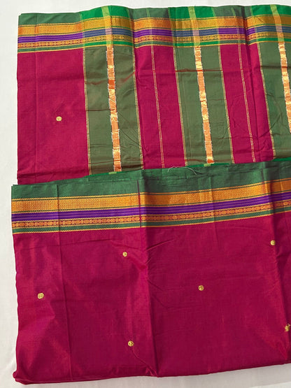 Magenta Cotton Silk Saree with Bootas