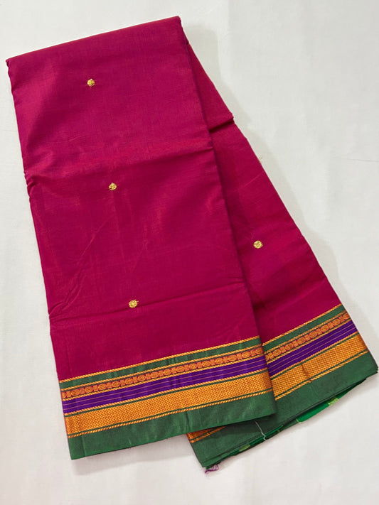 Magenta Cotton Silk Saree with Bootas