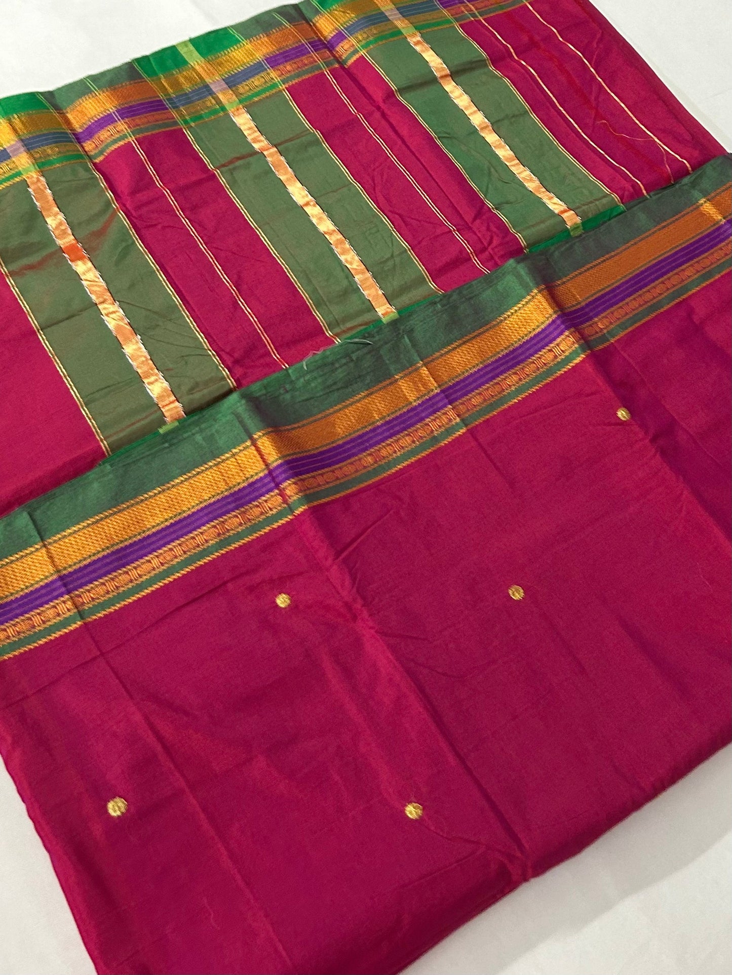 Magenta Cotton Silk Saree with Bootas