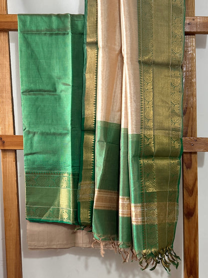 Mangalagiri Silk Dress Material with kanchi Border