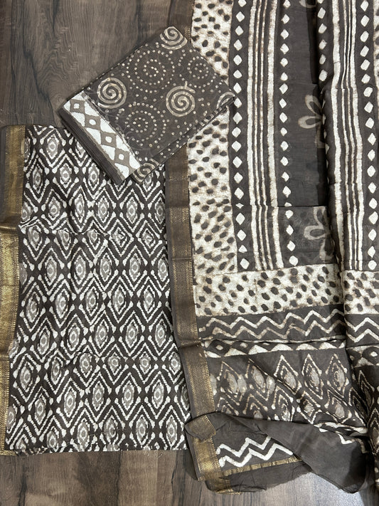 Hand BlockPrint Maheshwari Silk Cotton Dress Material