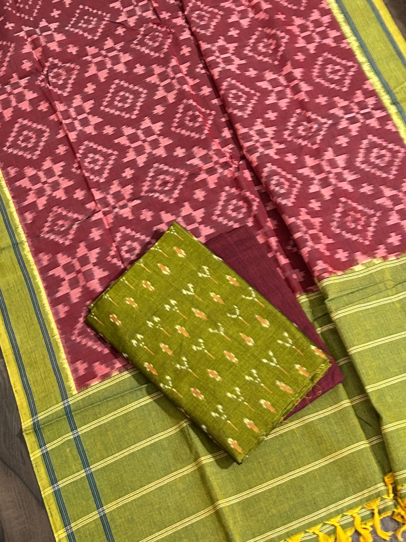 Telia Rumal Double Ikat Cotton Dress Material