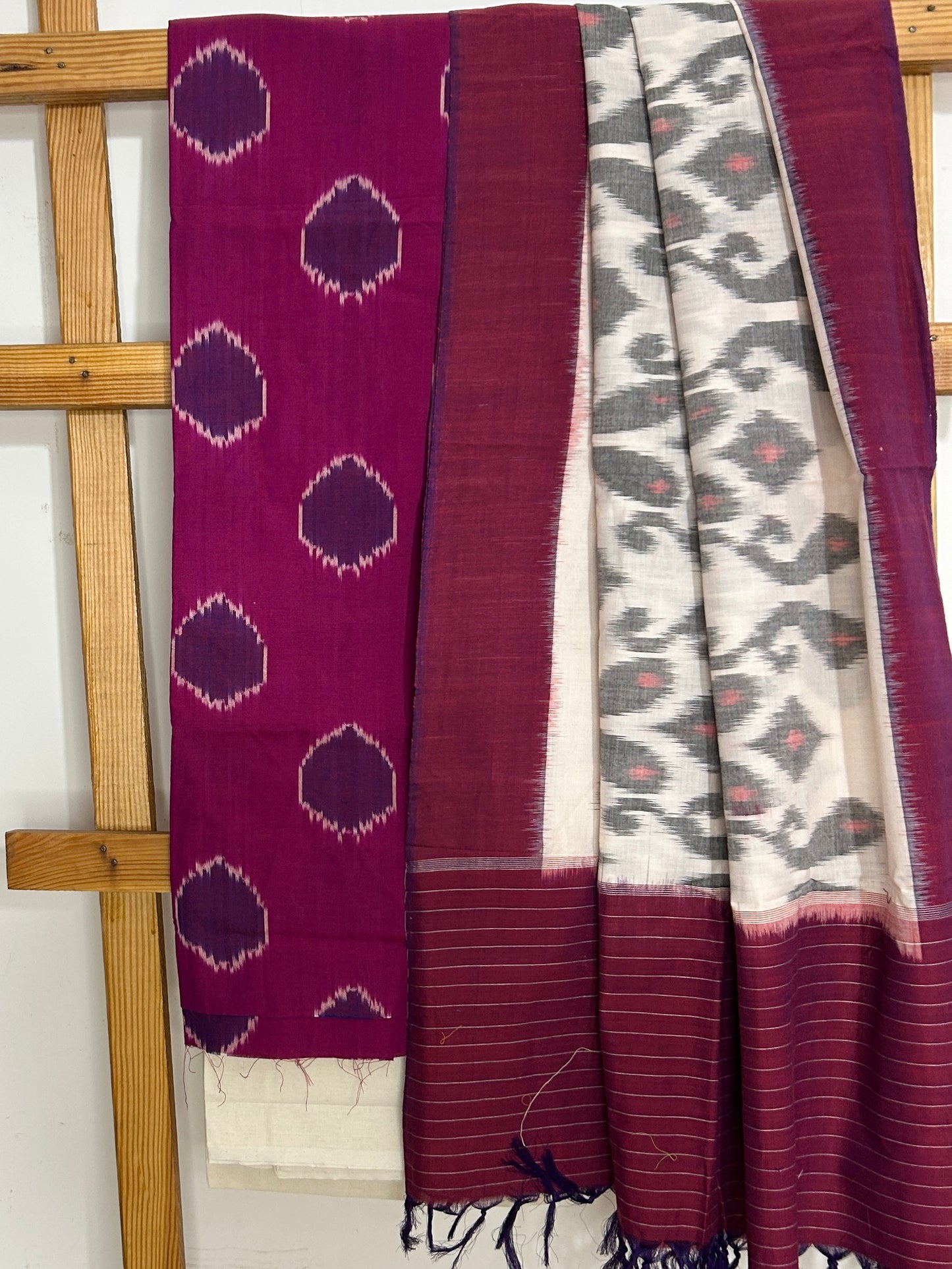 Double Ikat Cotton Dress Material with uzbec top