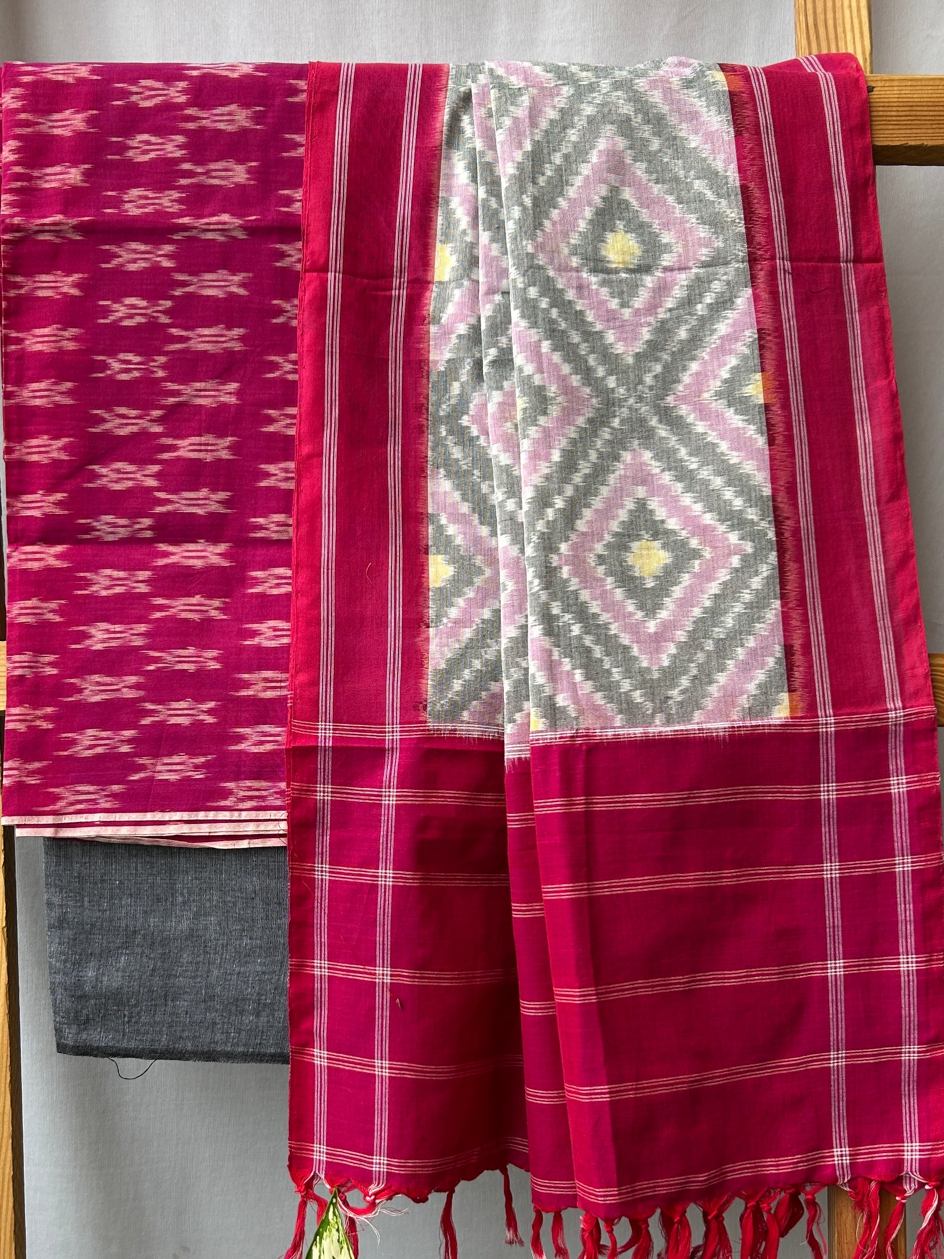 Telia Rumal Double Ikat Mercerized Cotton Dress Material