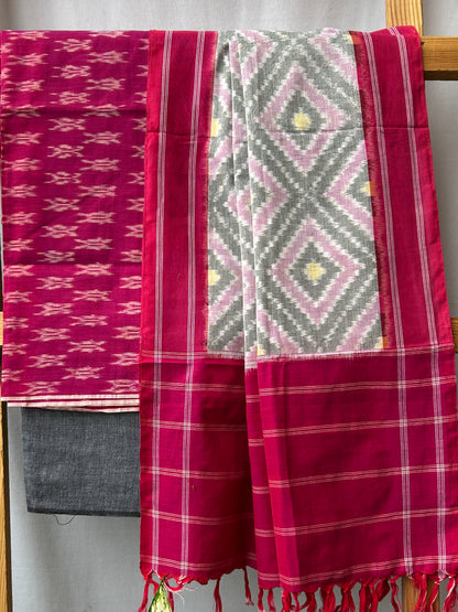 Telia Rumal Double Ikat Mercerized Cotton Dress Material