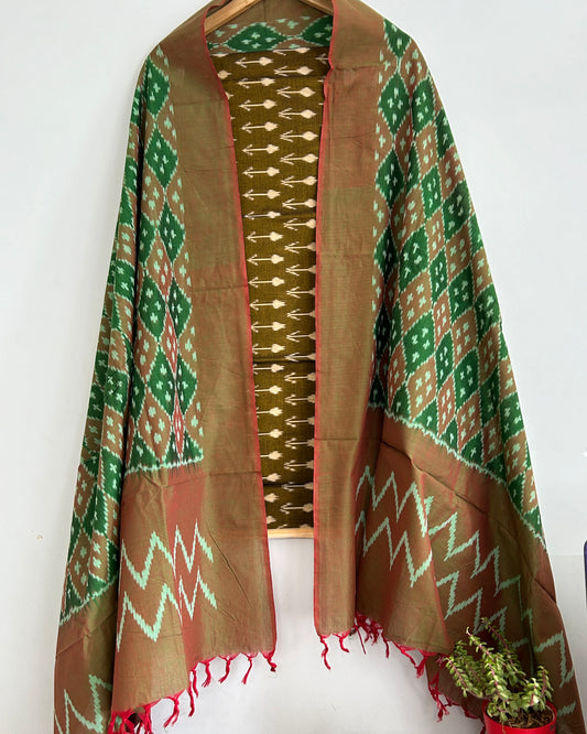 Double Ikat Mercerised Cotton Dress Material