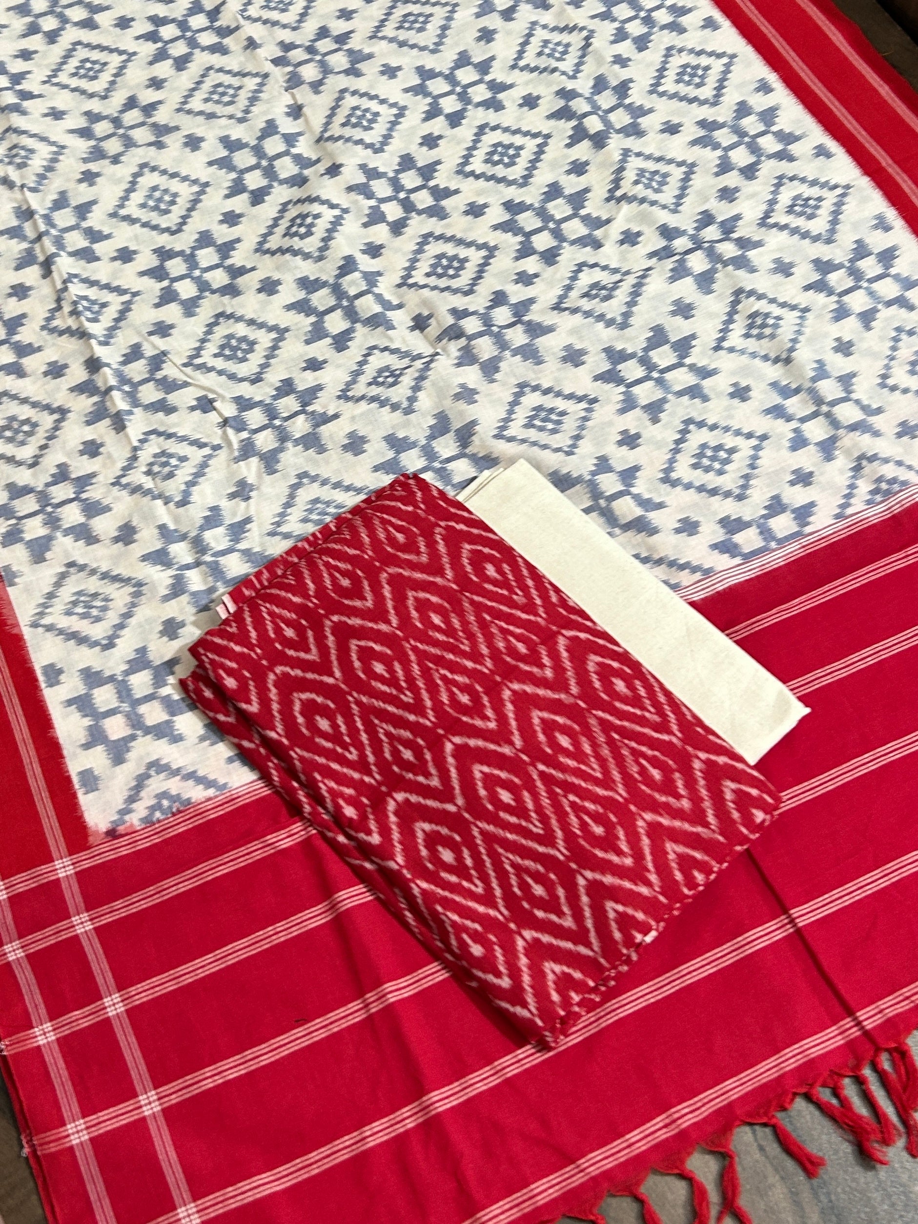 Telia Rumal Ikat Mercerised Cotton Dress Material