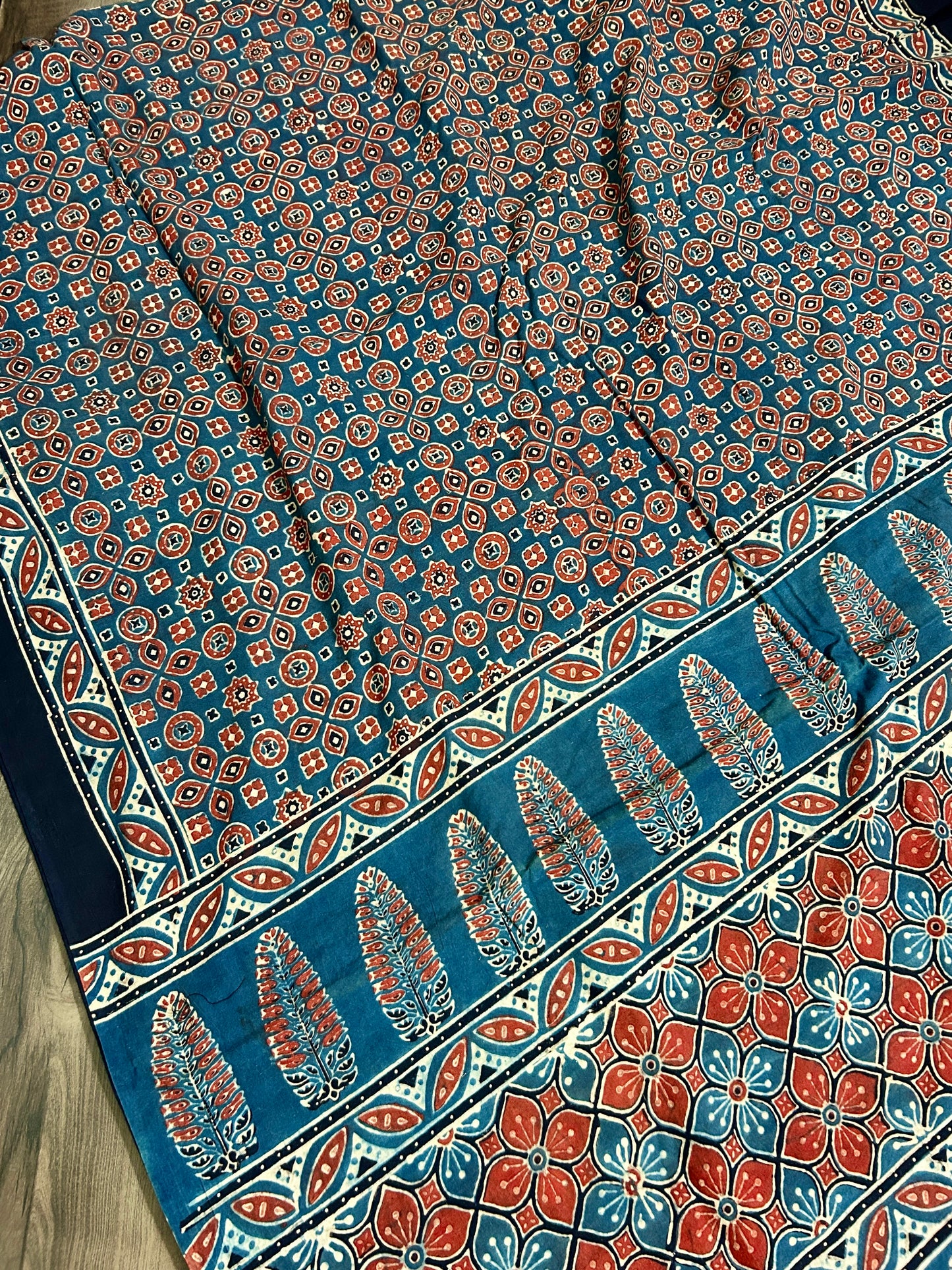 22. Ajrakh Cotton Saree with Blouse