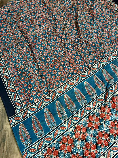 22. Ajrakh Cotton Saree with Blouse