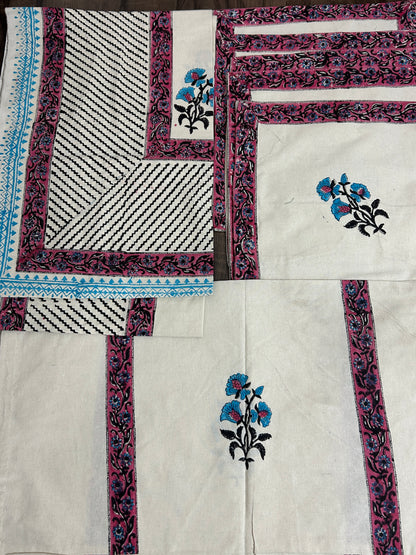 8 pc Hand Block Printed Diwan Set