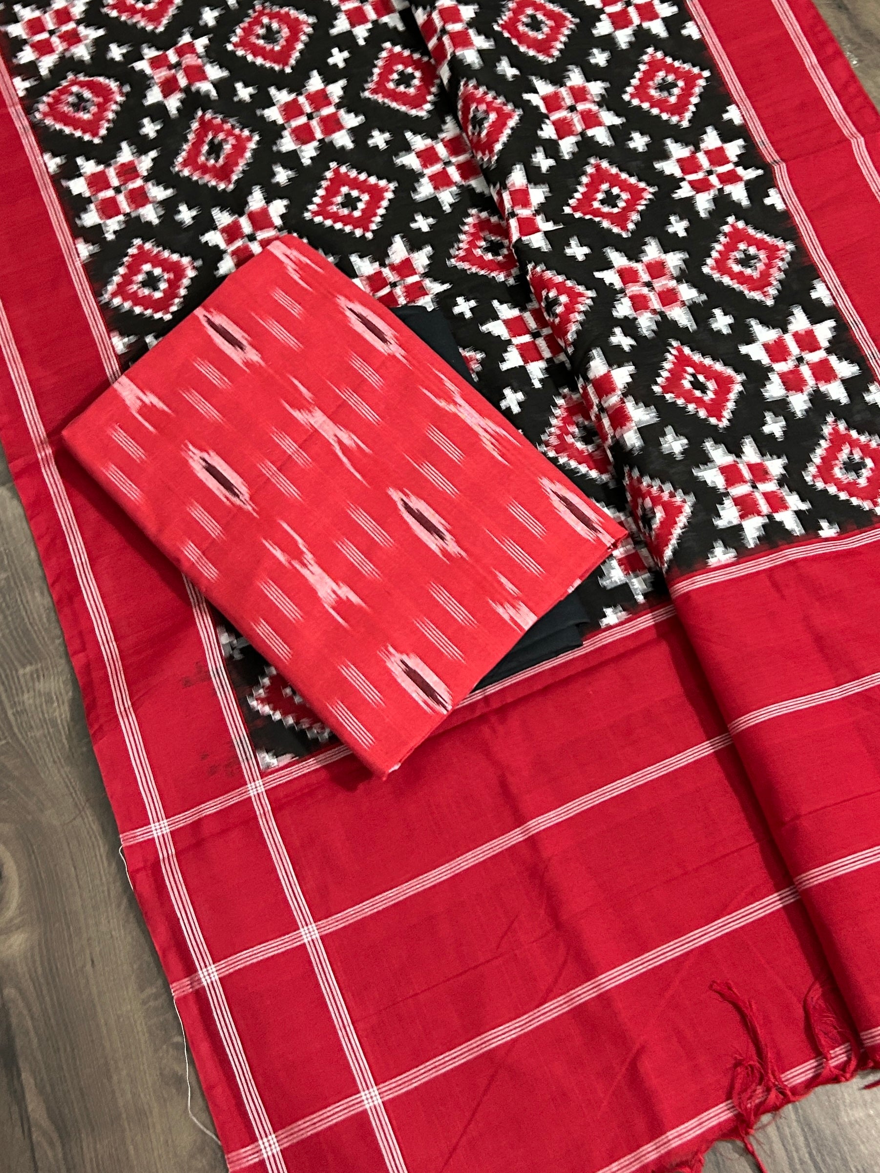 Telia Rumal Double Ikat Cotton Dress Material